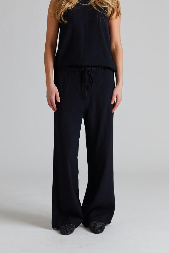 Toteme Woven Stripe Drawstring Trousers Black 